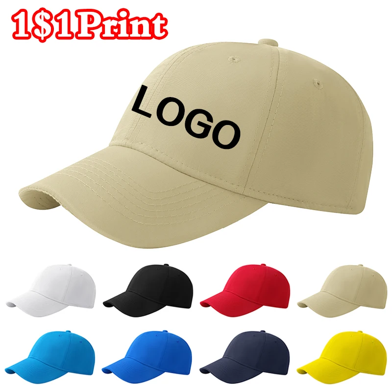 

Quick drying waterproof baseball cap custom printed logo for men and women, sun hat, duckbill cap, personalized embroidery