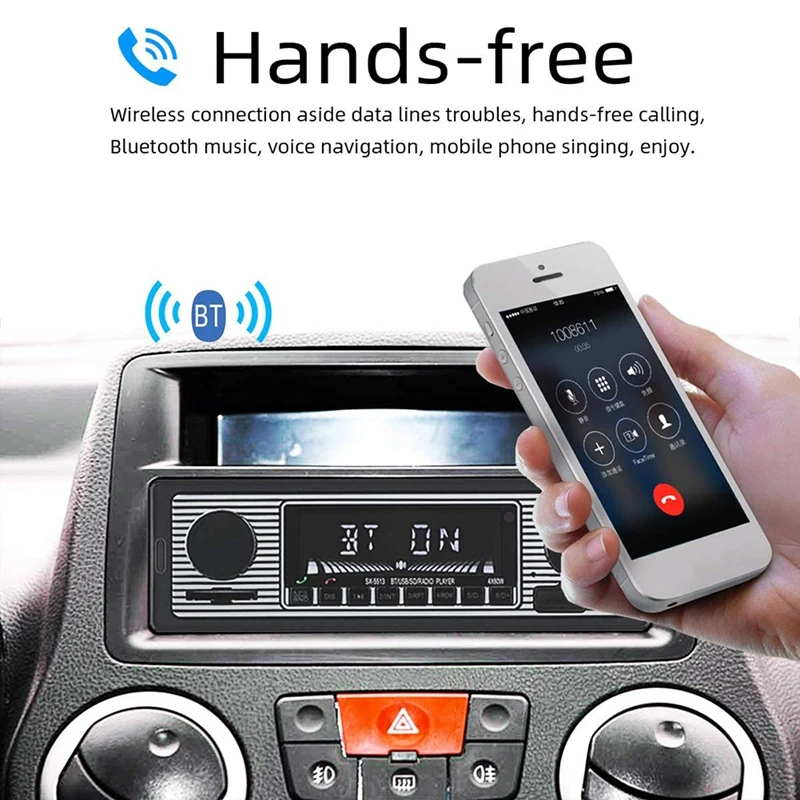 Авто автомобильный радиоприемник Bluetooth винтажный беспроводной MP3 мультимедийный плеер AUX USB FM 12 В классический стерео аудиоплеер автомобильный электрический-ABDQ