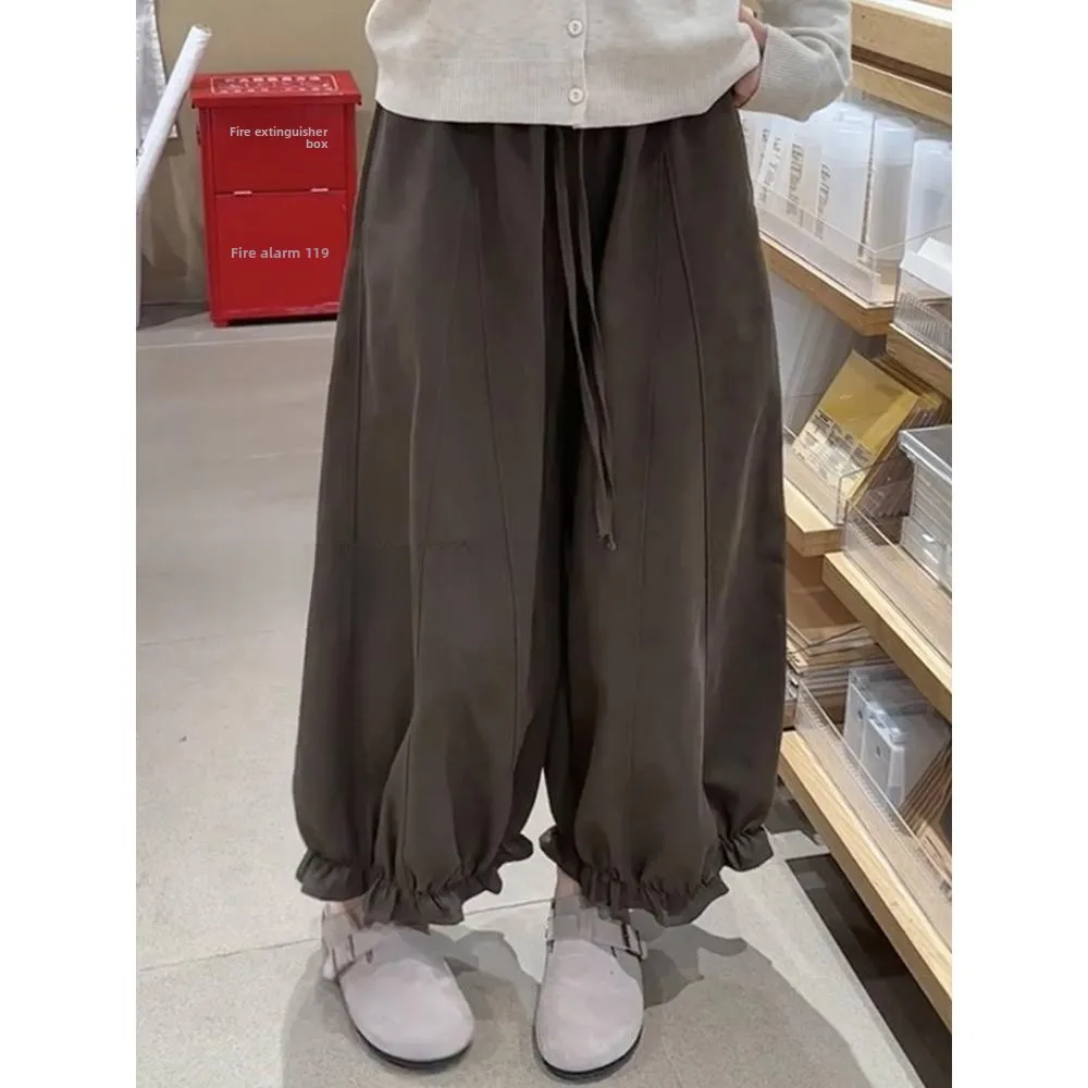 الكراميل الأذن Musoom الدانتيل تقليم تسع نقاط فانوس السراويل النساء حجم كبير الكمثرى القرد عادية واسعة الساق زهرة برعم السراويل #2