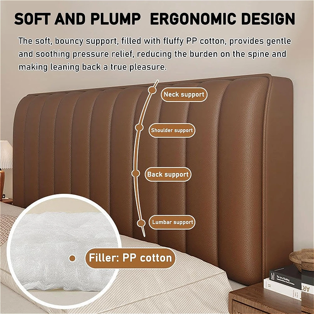 2026 New PU Leather Thickened Headboard Cover High-End Feel Comfortable and Durable 360° Full Wrap Soft Cushion Headboard Cover