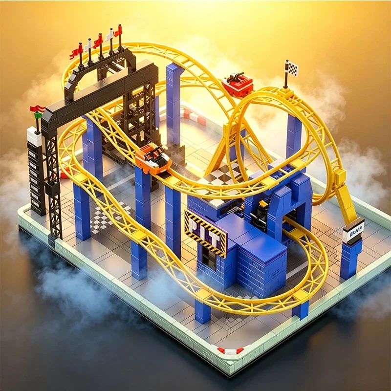 1707pcs Amusement Park Whirl Wind Coaster Building Blocks 11020 Playground Electric Equipment Bricks Toys for Kids Adults Gifts