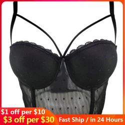 Sexy Fashion Short Corset Crop Top Women Solid Mesh Lace Breathable Stretchy Big Chest Bustier Vest Push Up Tube Tank Tops