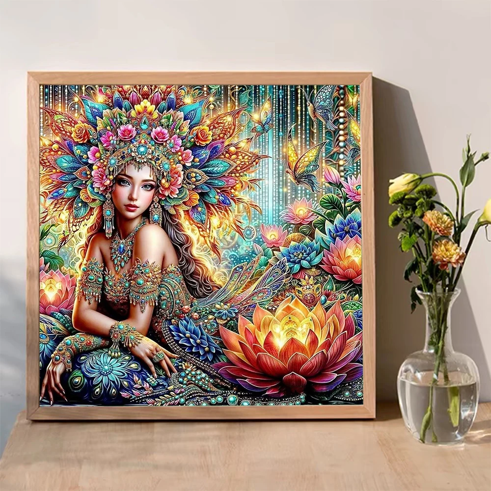 Momoart الماس الفسيفساء امرأة الراين صور فتاة اللوحة صورة زهرة اللوتس الوافدين الجدد هواية اليدوية