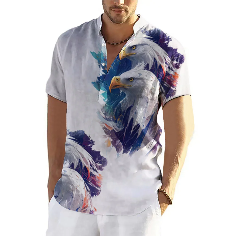 

2024 Eagle Graphic Shirt For Mens Short Sleeve Tops Animal Shirts Oversized Spring Summer Casual Boys Tees Men's Hawaiian Shirts
