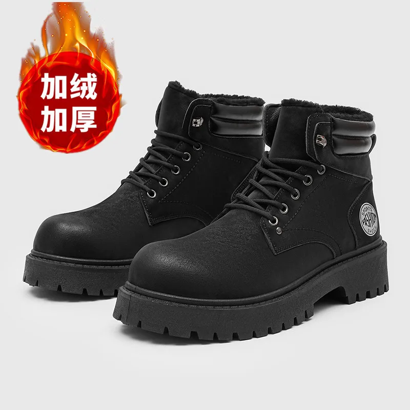 أحذية ثلج مقاومة للماء للرجال مع بطانة قطيفة، نعل رياضي مضاد للانزلاق ومقاوم للاهتراء، أحذية كاجوال للشتاء الدافئ #1