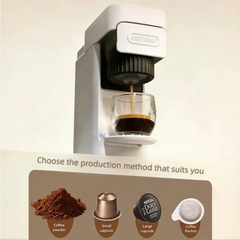 Small Desktop Espresso Machine, Coffee Powder Capsule Extraction, Portable for Office, Home and Outdoor Use