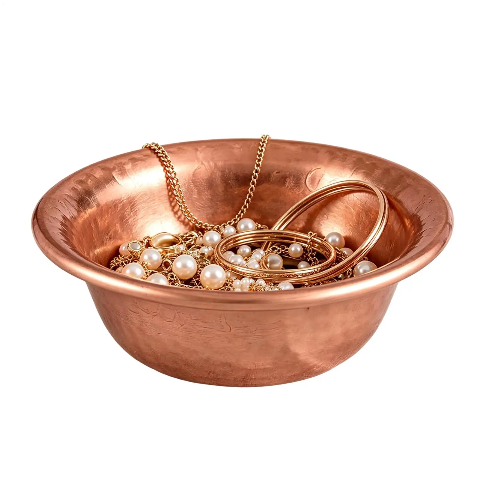 Copper Pet Water Bowl Hammered Stackable No-Coating Wide Metal Cat Food Water Bowl for Home Kitchen Garden Balcony Lounge Patio