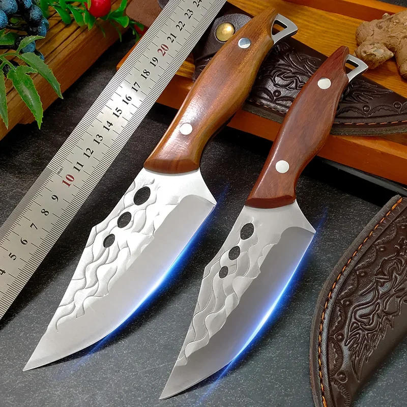 Kitchen Knives Hand Forge Blade Slicing Meat Fruit Fish Knife Chef Cleaver Vegetables Utility Knife Wood Handle Boning Knife