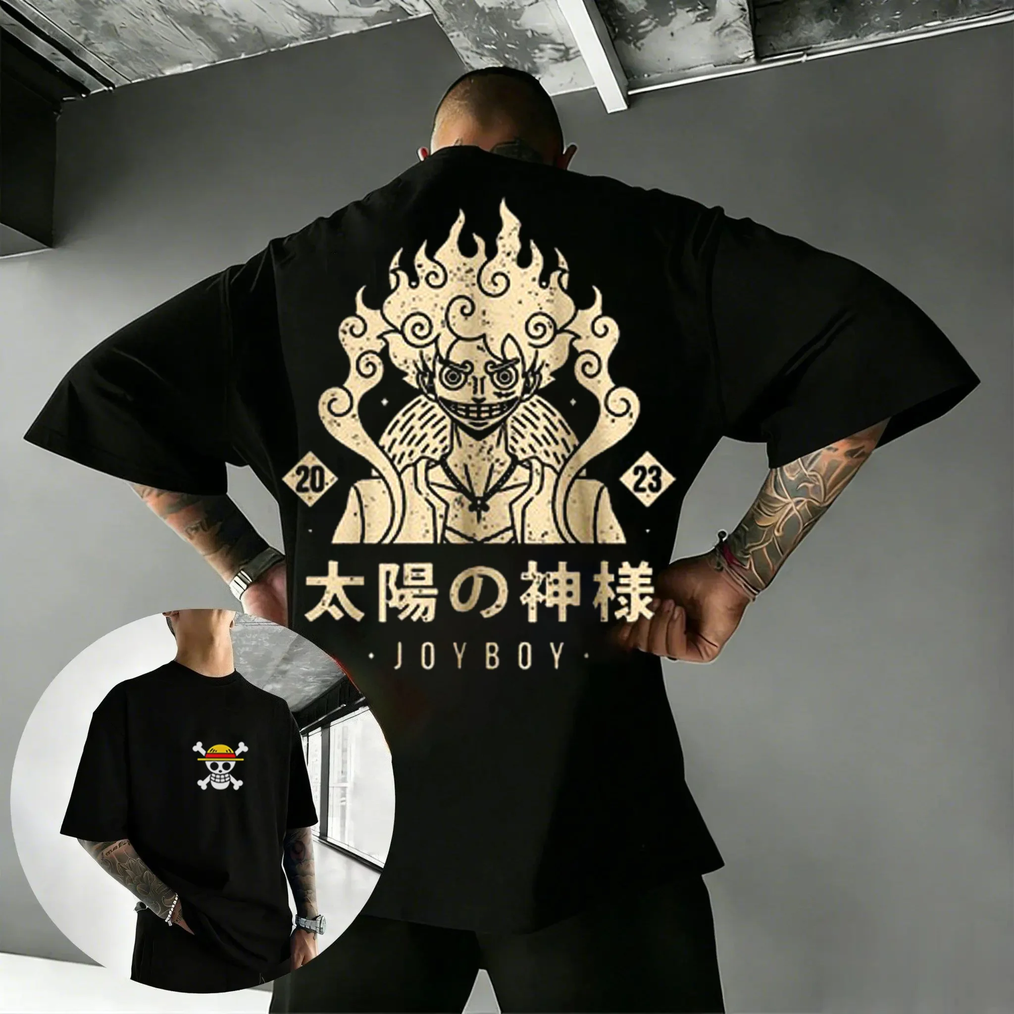 

One Piece Anime Men's T Shirt Clothes T-Shirt Short Sleeve Crew Neck 2026 Summer Cotton Men's and Women's Couple Tee Black Y2k