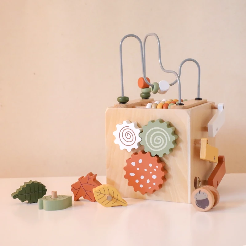 

Baby Montessori Box Toy Wooden Activity Cube for Toddlers Baby Shape Matching Toys Finger Refinement Exercise Game Baby‘s Gifts