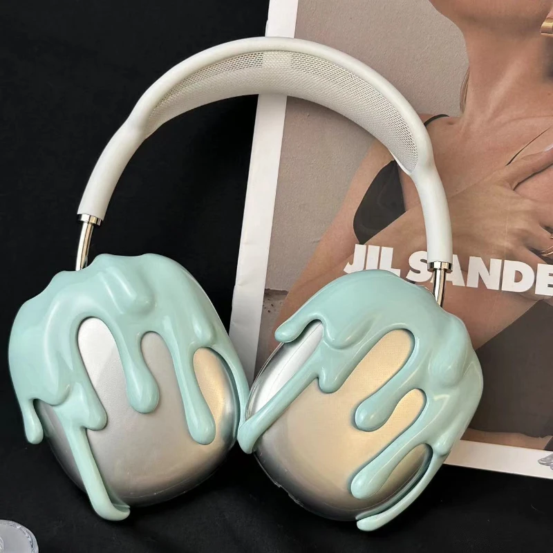 Custodia originale Airpods Max custodia placcata argento decorazione Design a fusione liquida cuffie accessori per cuffie regalo Y2K