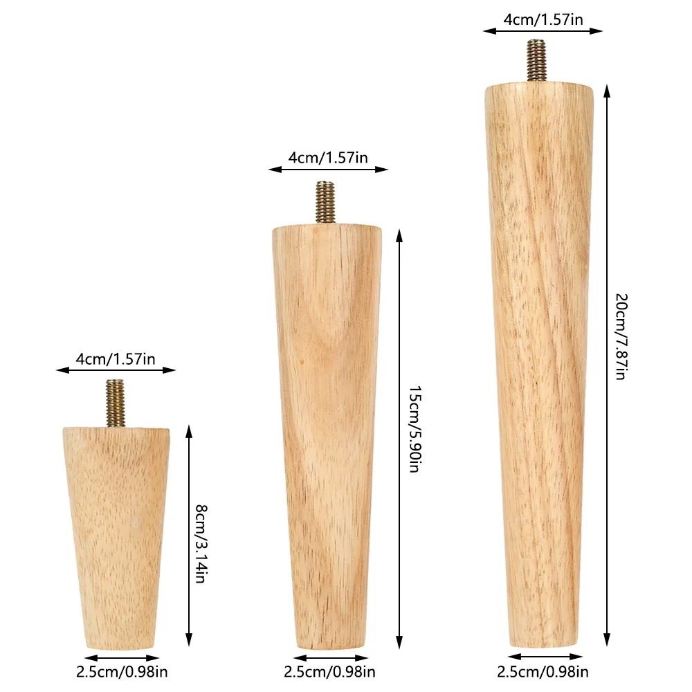 4Pcs New Solid Wood Furniture Leg Table Feets Wooden Cabinet Table Legs Fashion Furniture Hardware Replacement for Sofa Bed image 5