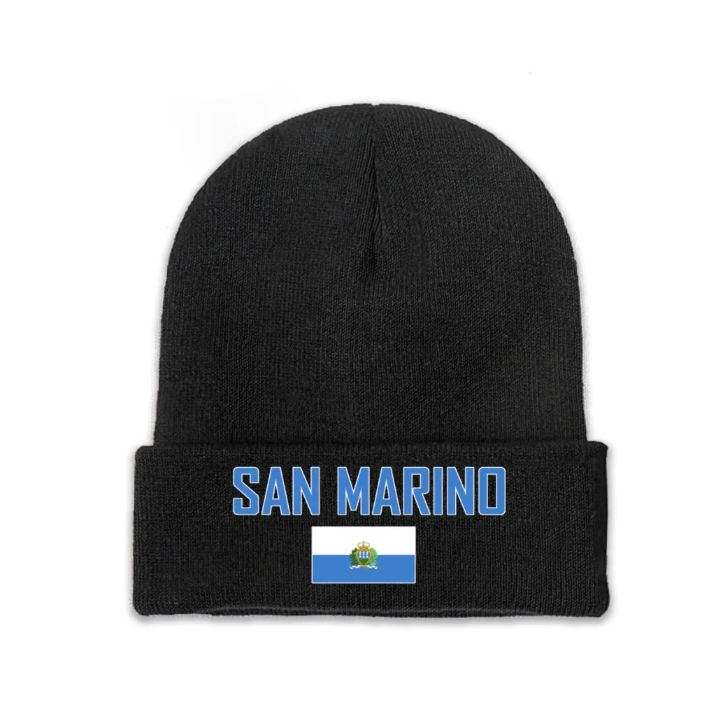 SAN MARINO Country Flag Top Print Men Women Unisex Knitted Hat Winter Autumn Beanie Cap Warm Bonnet