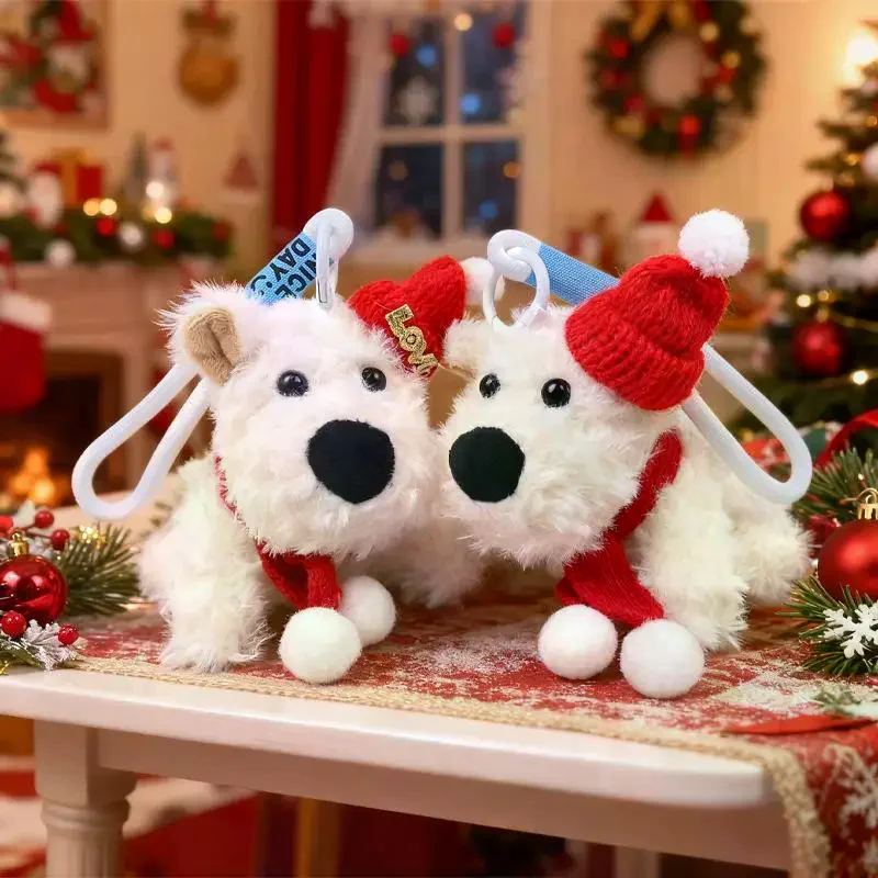 1 pz seduto delle Highlands occidentali cucciolo giocattolo lungo peluche carino cane bianco ciondolo piccoli animali domestici bambole regalo di Natale per bambini