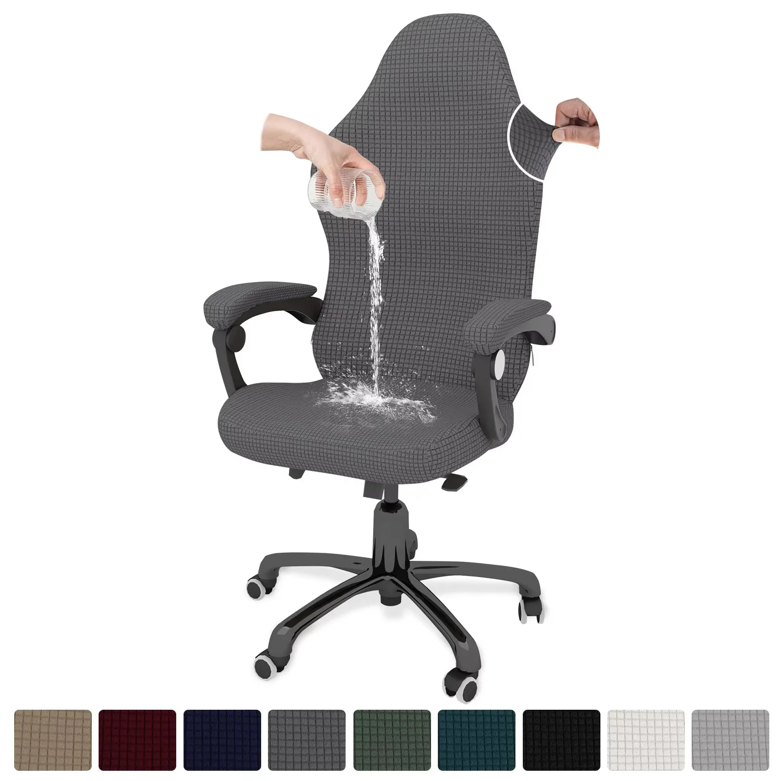 4PCS Gaming Chair Covers with Armrest Spandex Splicover Waterproof Office Seat Covers Dust-proof Protector for Computer Armchair