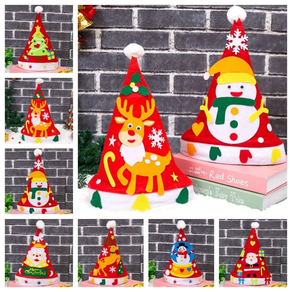 

Non-woven Fabric Handmade Santa Hat Kriss Kringle Elk Kids Xmas Arts Hats Christmas Tree Father Christmas Santa Claus Hat