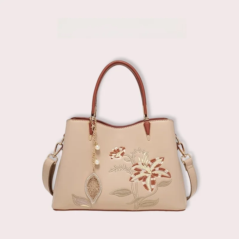 Bolsa de Luxo Clnoe Kenok, Elegante Bolsa de Ombro Feminina para Presente de Aniversário para Mãe, Bolsa de Couro Macio e Fas...