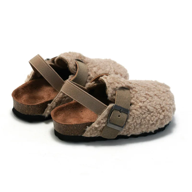 Autumn Winter New Children\'s Cork Sandals Boys Girls\' Outside Warm Sandals Home Slipper Toddler Prewalker Slipper Toddler Shoes