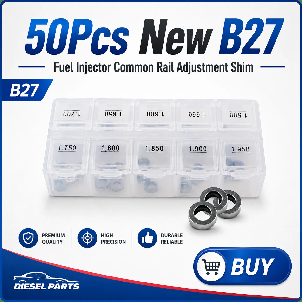 50Pcs For Denso System Engine New B27 Fuel Injector Common Rail Adjustment Shim,B27 LH0730