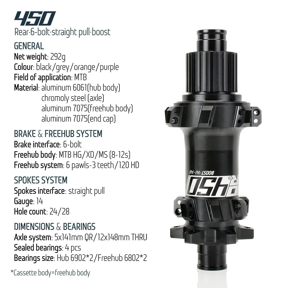 Koozer 450 Boost 120HD CR-MO Stahlachse 28 Löcher Straight Pull 6 Bolzen 5x141 15x110 12x148 HG XD MS 11 12 Speed MTB Fahrradnabe – Detail 12