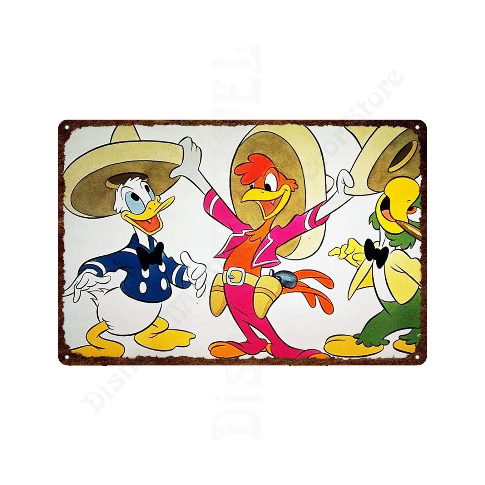 

The Three Caballeros Disney Metal Signs Funny Ducks Play The Guitar Metal Poster Tin Signs Paintings Wall Art Stickers Plaques