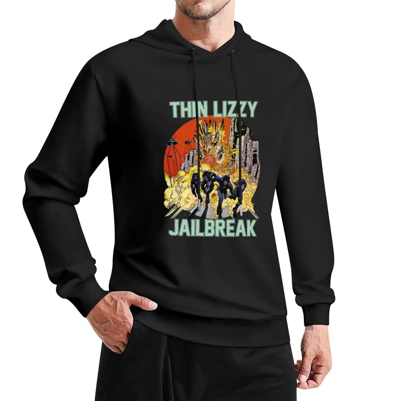 Thin Lizzy Jailbreak Explosion Vintage Black Print T Shirt Pullover Hoodie men's sweat-shirt autumn new products tracksuit