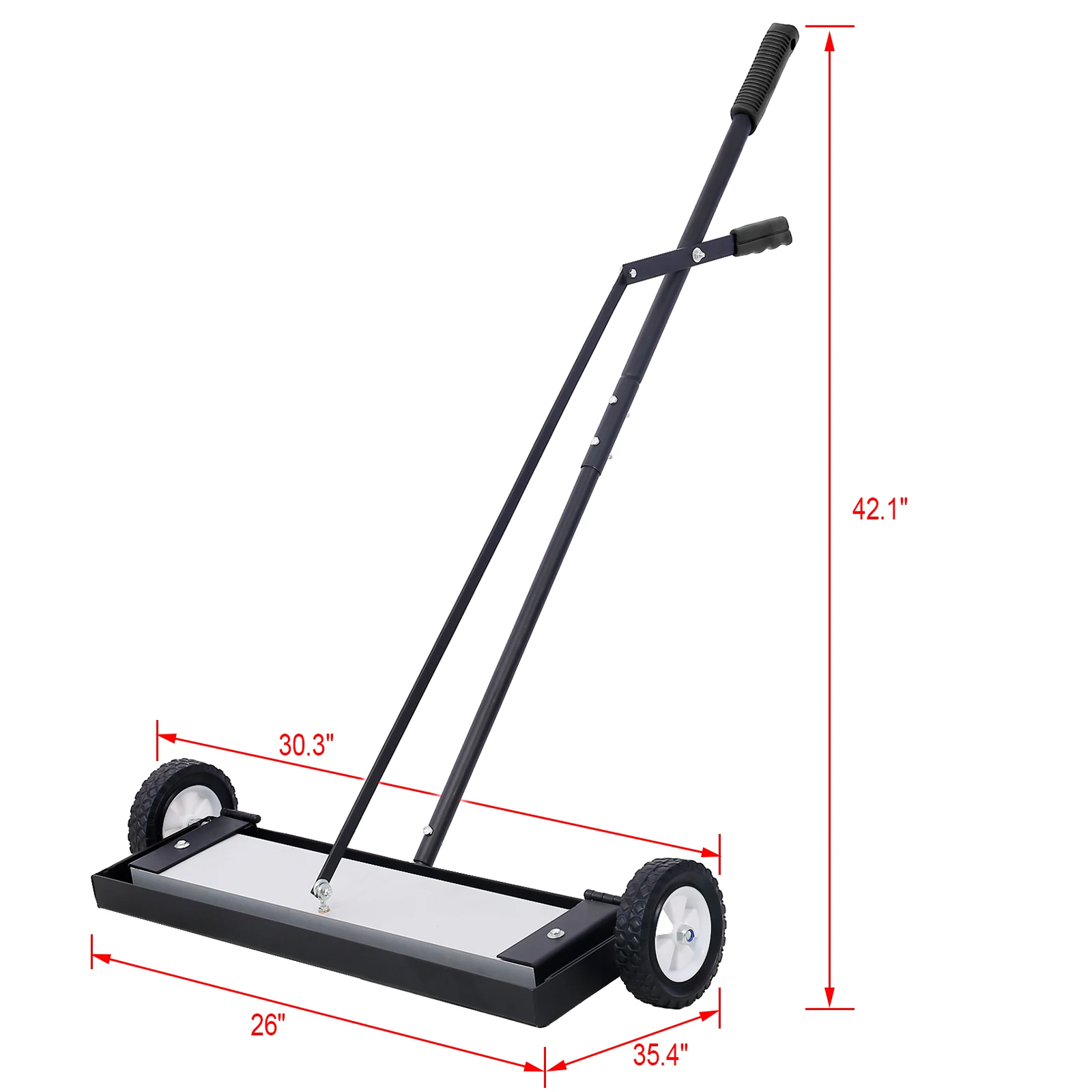 24'' Rolling Magnetic Pick-Up Sweeper With Quick Release Push-Type Magnetic Sweeper With 100LBS Capacity For Nails Screws Needle