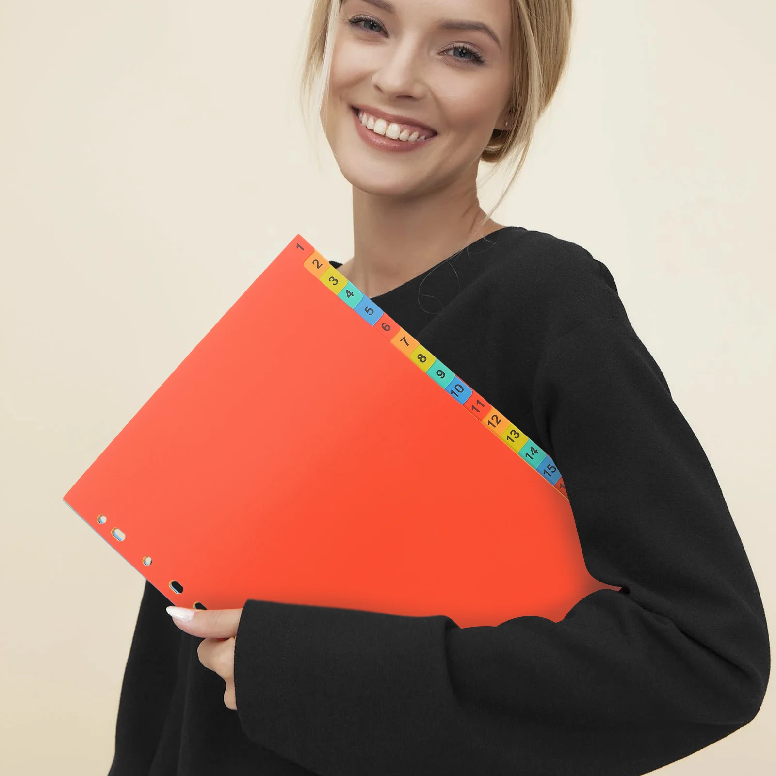 

20 Sheets Index Page Dividers 11 Holes Plastic A4 Colorful Tabs Binder Paper Notebook School Office Supplies Organizer Folder