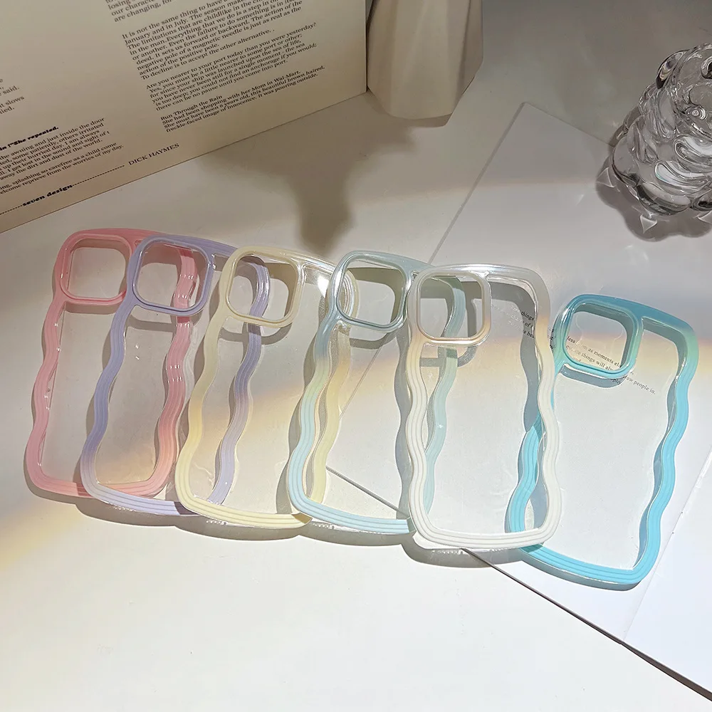 Two in one candy color simple wavy border Phone Case For iphone 14 13 12 11 Pro Max X XR XSMAX 7 8 Plus TPU Fashion new products