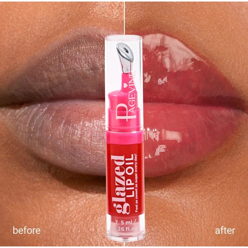 Óleo labial vitrificado com design inovador de bomba, sensação de gelo, brilho labial hidratante macio e duradouro, bálsamo labial profundamente hidratante