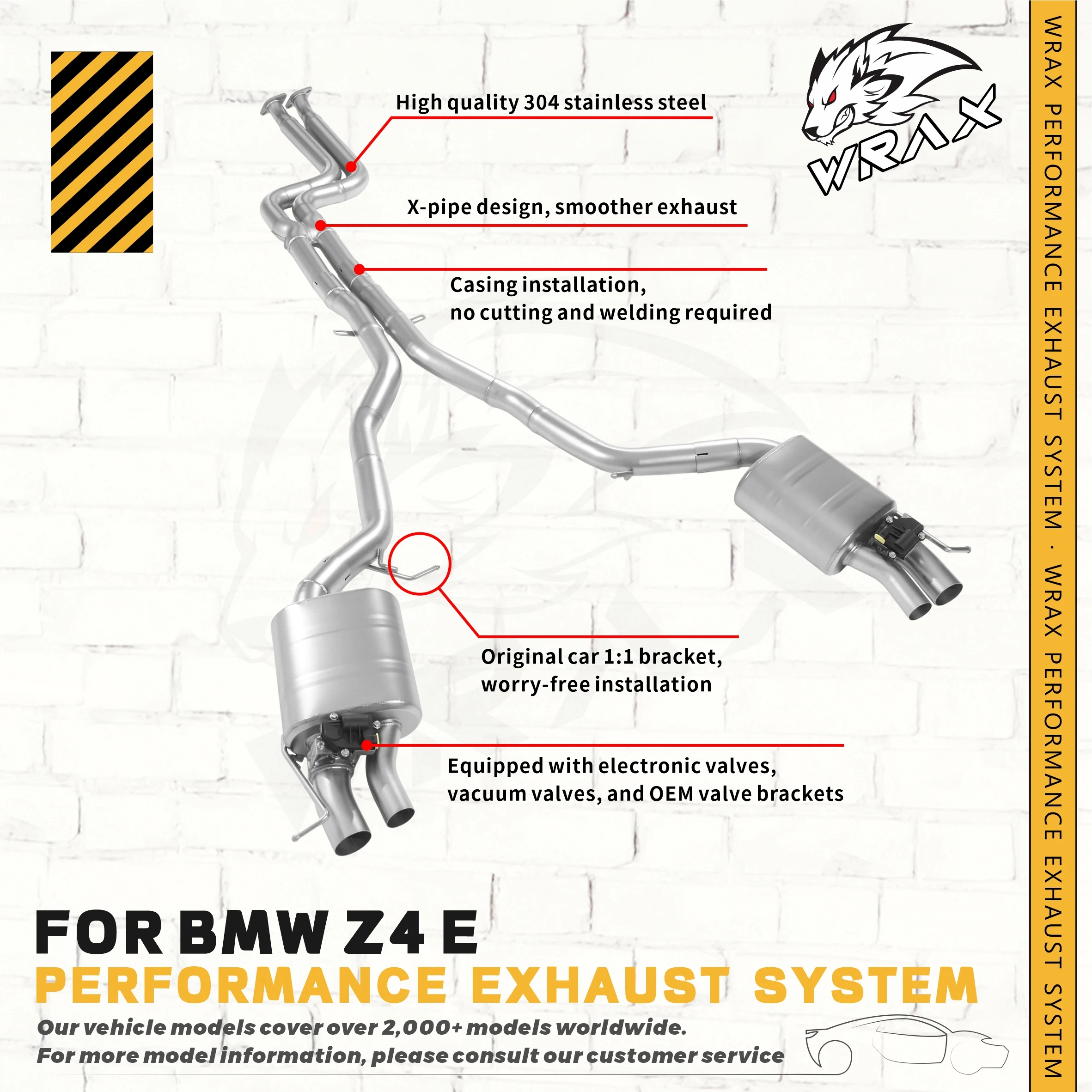 

WRAX Direct Fit stainless steel Valved Catback Exhaust For BMW Z4 E89 Performance UpgradeSporty Exhaust Sound