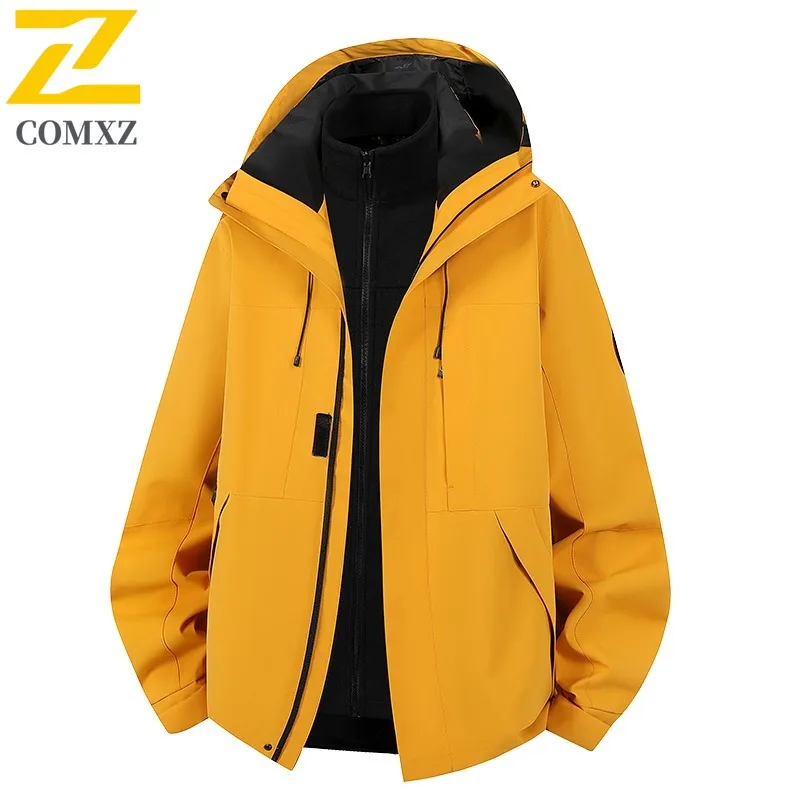 سترة سفر للرجال من COMXZ سميكة للمغامرة الخارجية مقاومة للرياح سترة دافئة بلون سادة ملابس خريف وشتاء خفيفة الوزن #4