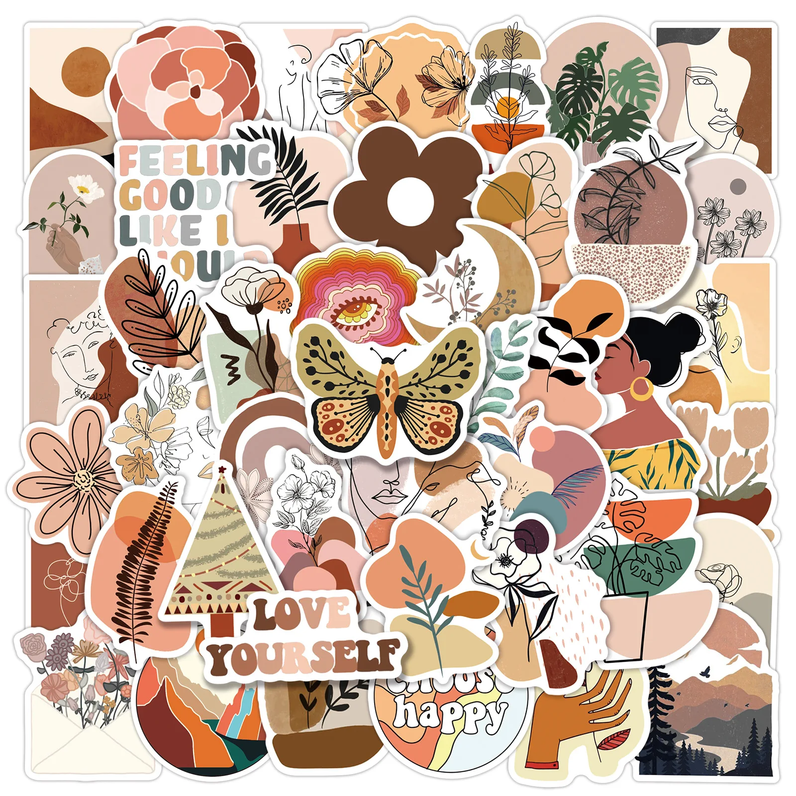 50 Stück Graffiti Vintage Bohemian Aufkleber Ästhetische Retro Boho Kunst-Sticker für Handy, Laptop, Schreibwaren, Scrapbooking, Etuis und Spielzeug