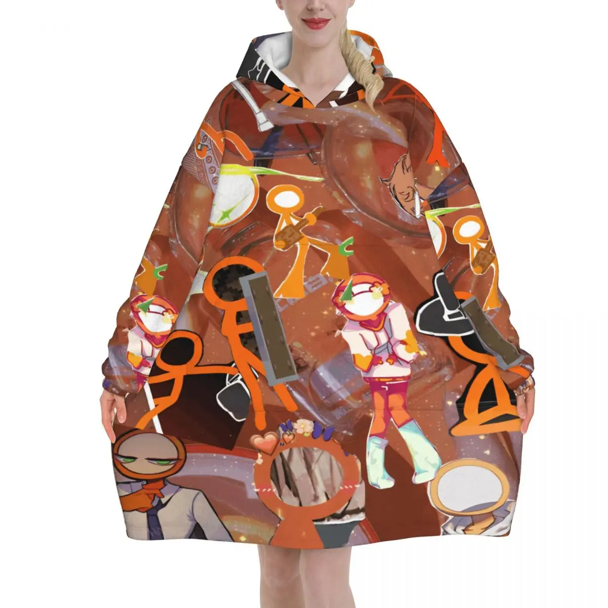 Alan Becker Blanket Hoodie Wearable Blanket Oversize with Pocket Warm Sleeping Bag Soft Cozy Onesie