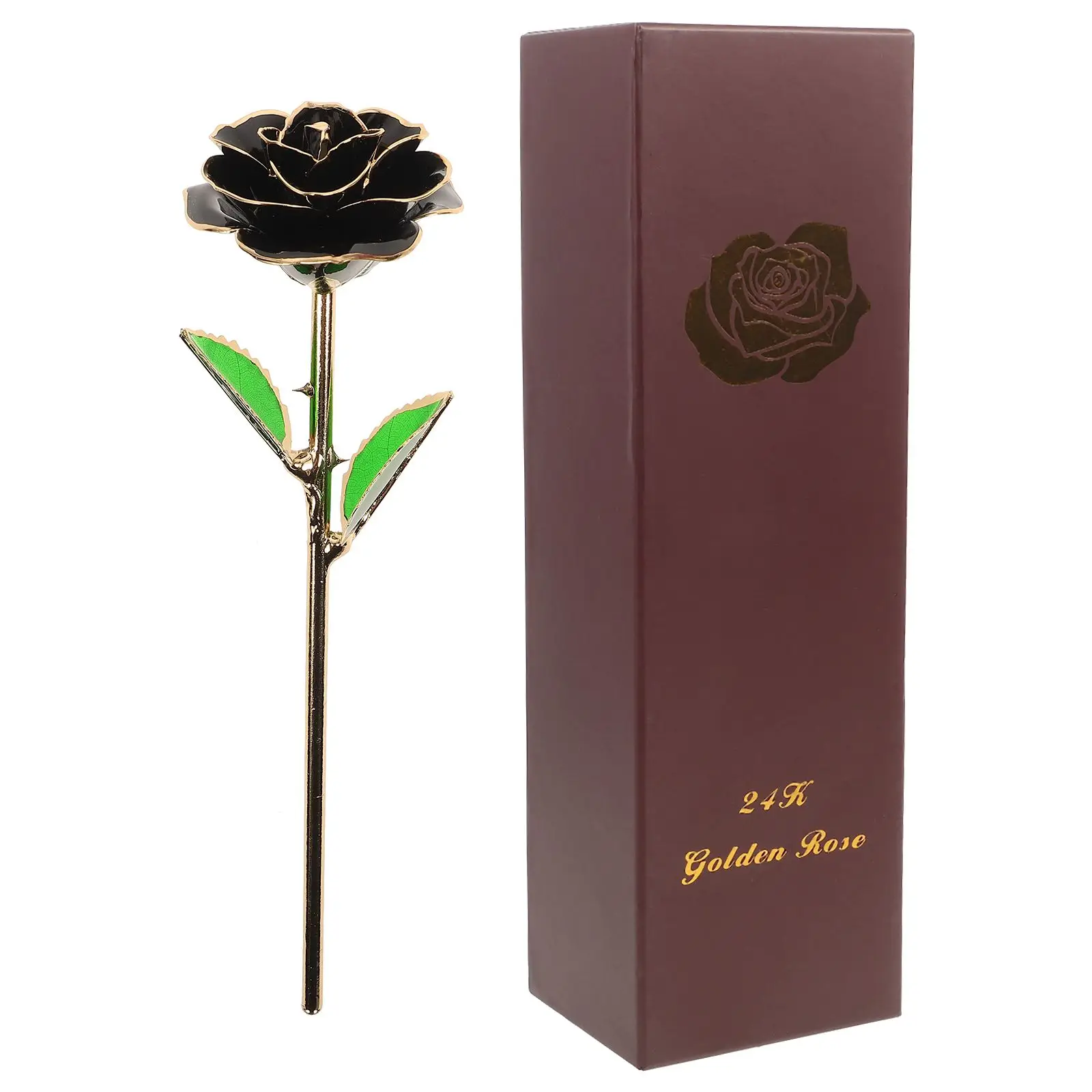 

24k Gold Plated Rose Black Petals Eternal Love Artificial Flower Valentine Day Gift Never FadeRose Bouquet Party Supplies