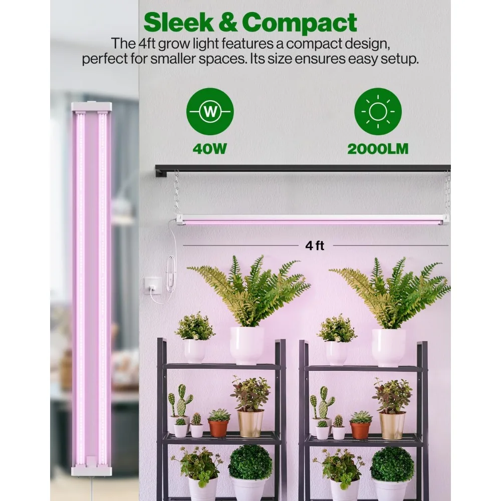 ضوء نمو LED كامل الطيف 40 وات للنباتات الداخلية - تركيبات معلقة، قابلة للربط، التوصيل والتشغيل، مثالية للدفيئة على مدار السنة U #2