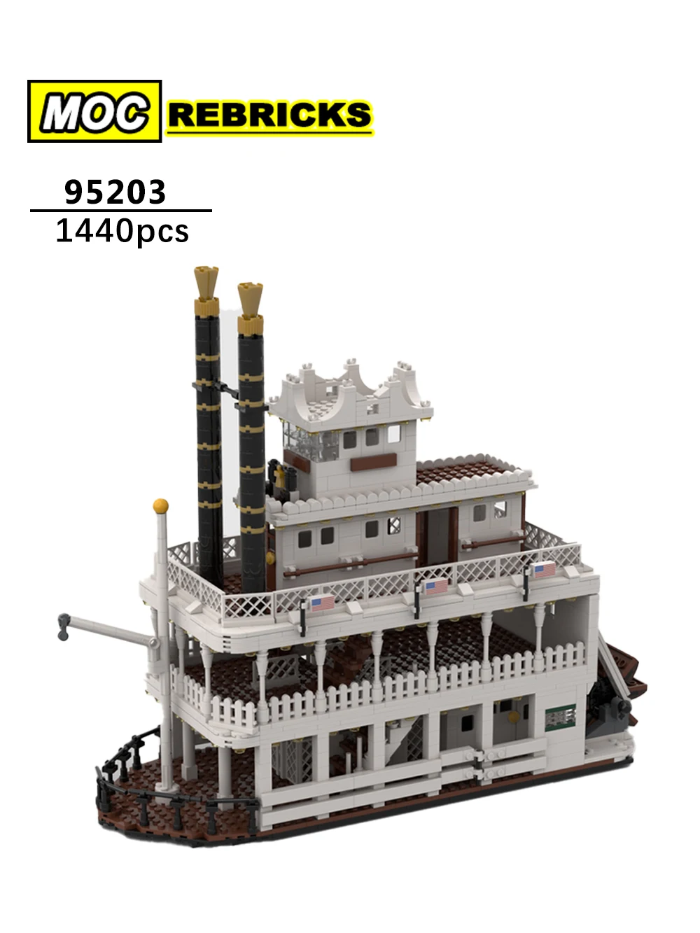 Moc klocki Model domowy Western wiosło parowiec MOC-95203 klocki montażowy dla prezenty świąteczne dziecięcej 1440 szt