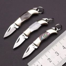 Stainless Steel Sharp Mini Folding Pocket Knife Brass Shell  Handle Keychain Unpackage Portable Carry Fruit Paring Knife Peeling