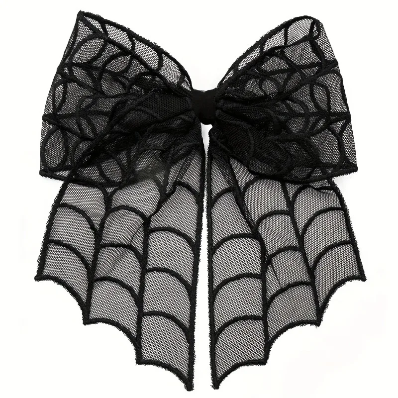 

Black Gothic 1pc Spider Web Bow Hair Clip Edgy Halloween Hair Accessory for Women, Durable Hairpiece Perfect Halloween Gift