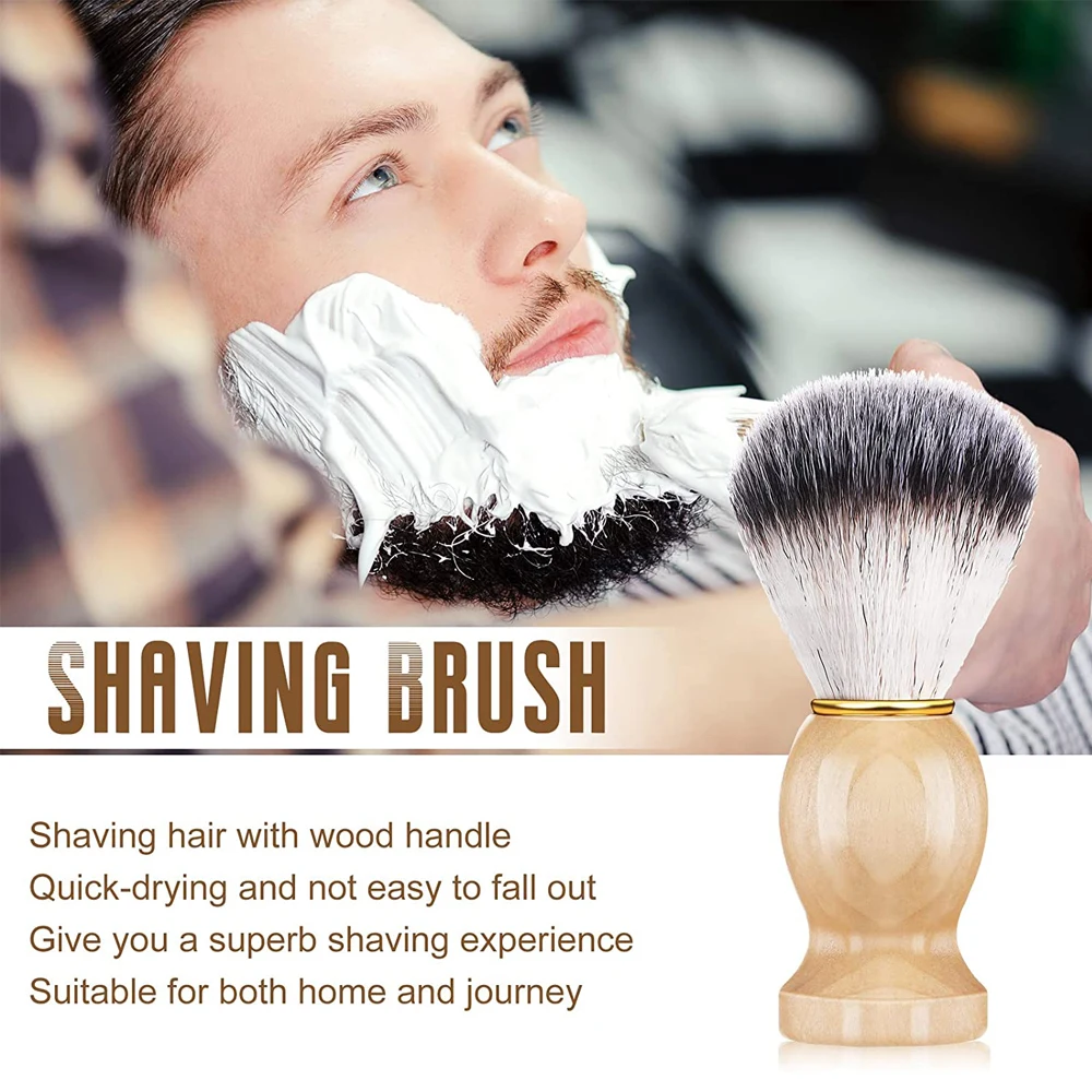 Men Shaving Brush Natural Badger Hair Wood Handle Hair Salon Shave Brush Face Beard Cleaning Appliance Barber Salon Shave Brush