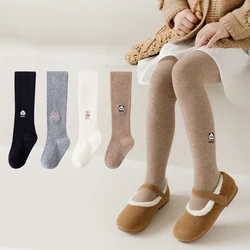 Autumn Winter Girls Leggings Cartoon Embroidery Kids Pantyhose New Sweet solid color Children Stocking For 1-12Y