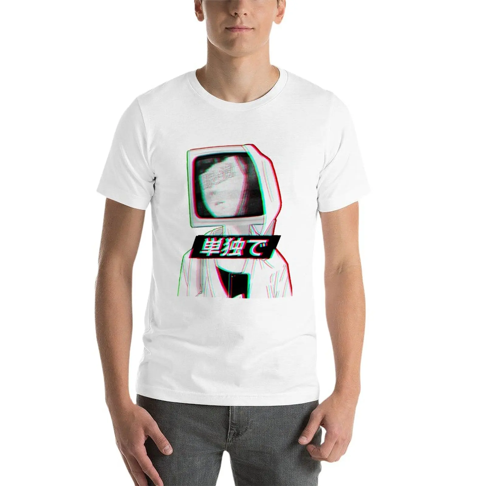 New TV HEAD - Sad Japanese Aesthetic T-Shirt quick drying t-shirt t shirt man Short sleeve tee men t shirts