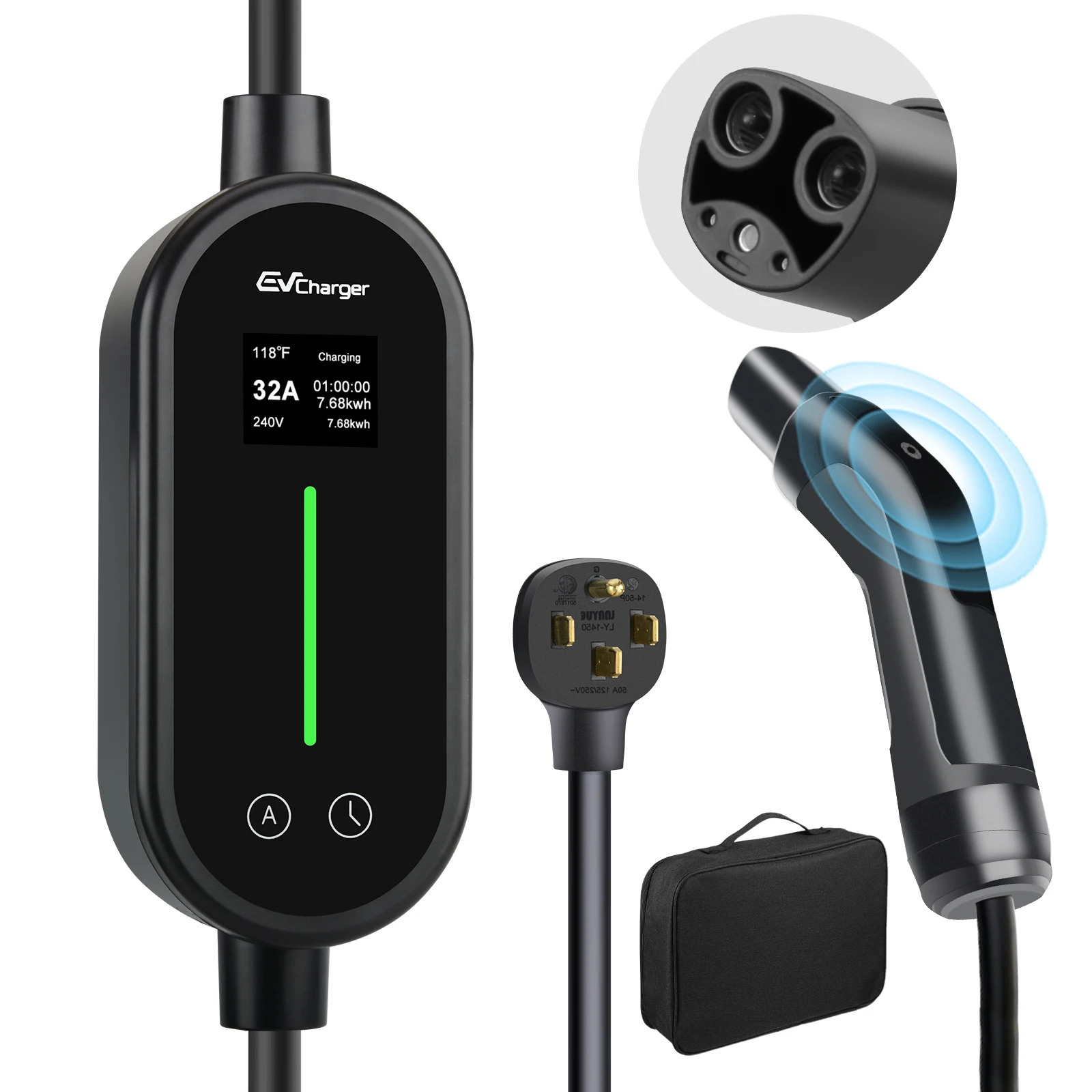 Junsun EV Charger Portable Level 1/2, 20FT Cable Electric Vehicle Charging Cable with NEMA 14-50P & 5-15P Plug, NACS Connector Compatible with Tesla Model X/Y/3/S, Adjustable Current Smart Car Charger for Home and Travel Use - view 2