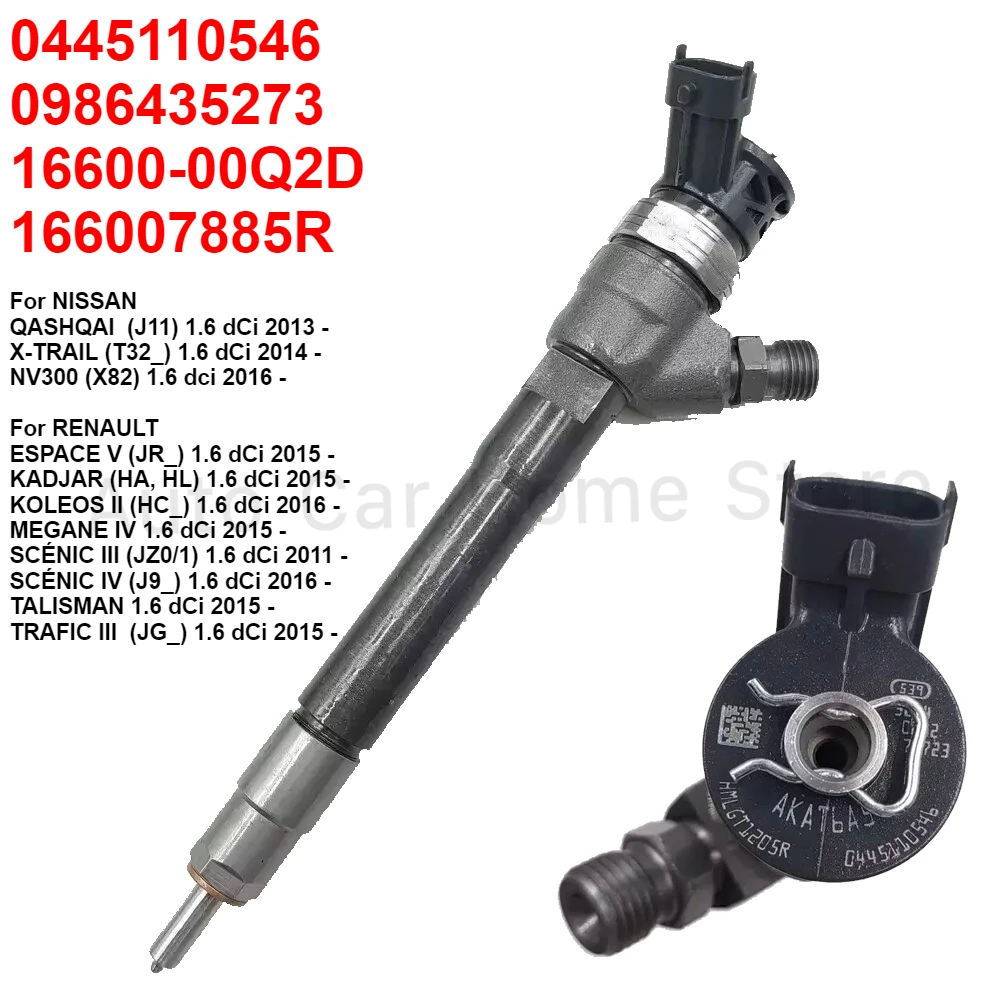 

0445110546 16600-00Q2D 166007885R 0986435273 для Renault Nissan Qashqai X-Trail NV300 1.6 dci 2015-новый дизельный топливный инжектор