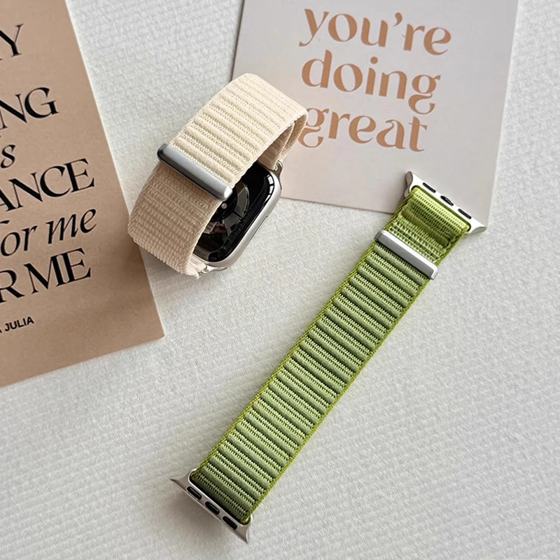 Nylon-Schlaufenarmband für Apple Watch Band 40 mm 44 mm 42 mm 46 mm 49 mm 45 mm 41 mm 38 mm Sport Correa iWatch Serie 11 10 9 8 7 Ultra2 SE 3
