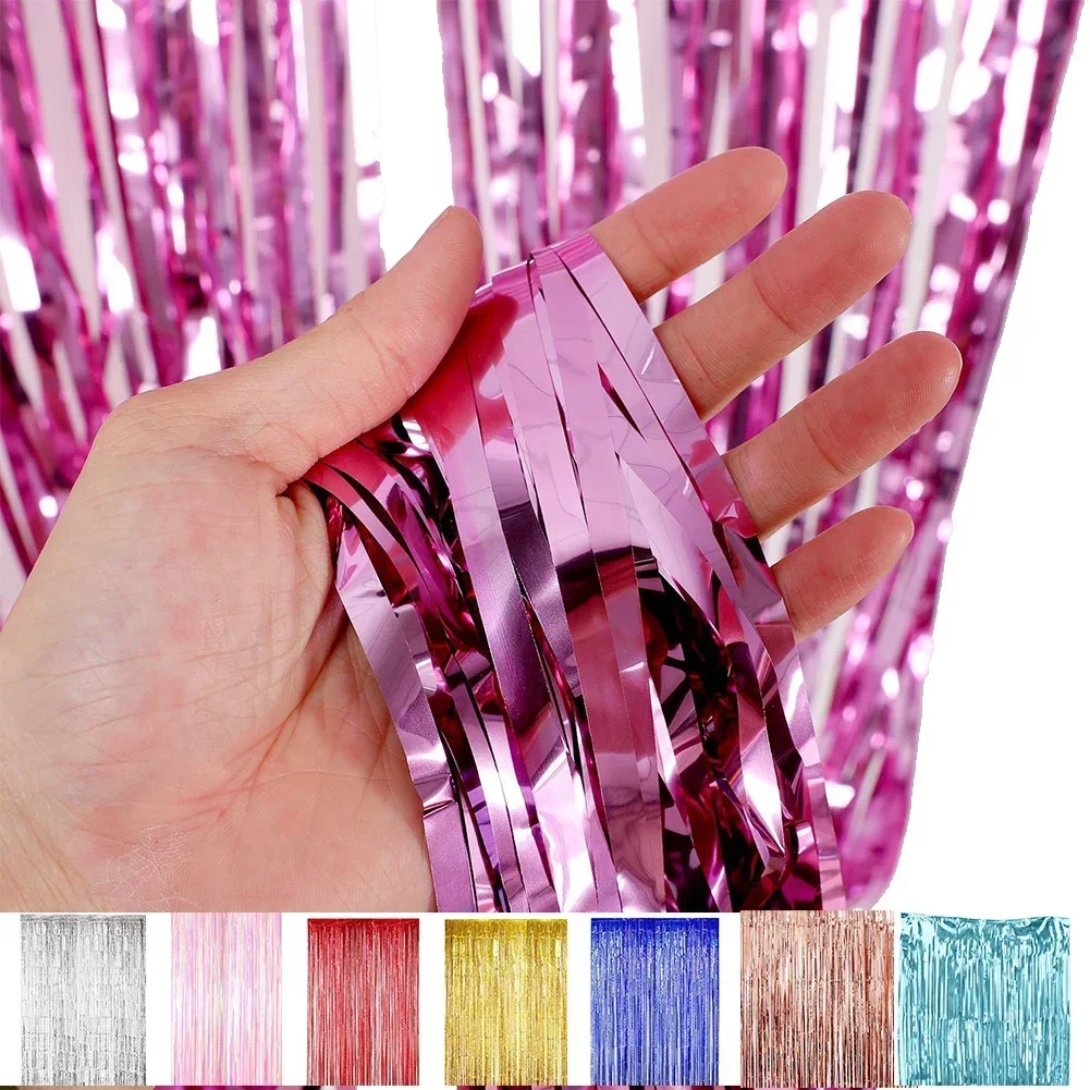 Cortina de seda de lluvia gruesa para decoración de pared de fondo de fiesta, múltiples opciones de color para bodas y cumpleaños
