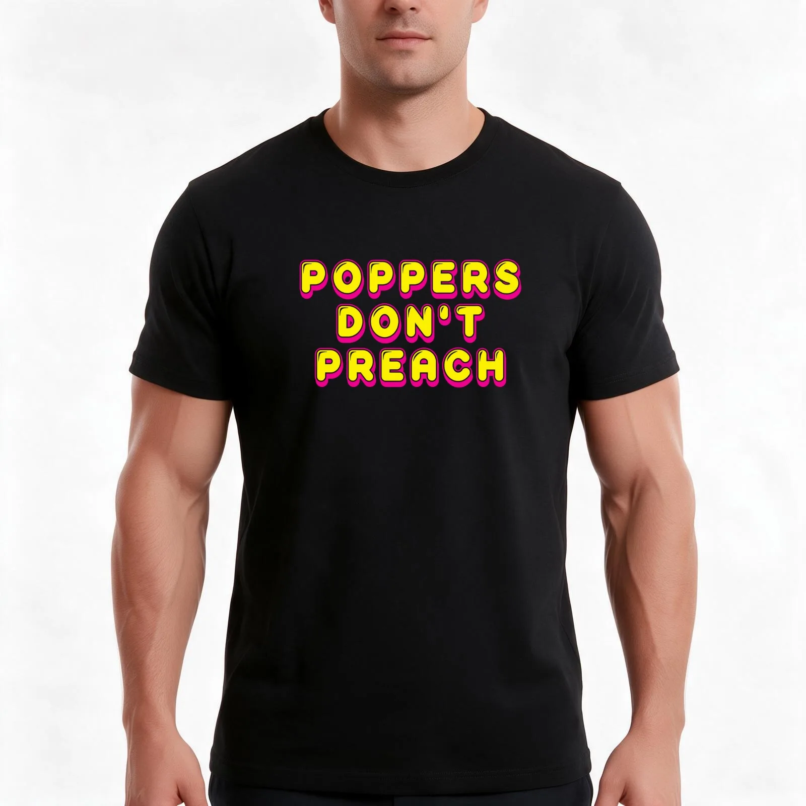 Poppers don't preach T-Shirt Summer Casual Cotton Tee Oversized Streetwear Tops Vintage Graphic Print Loose Fit Short Sleeve