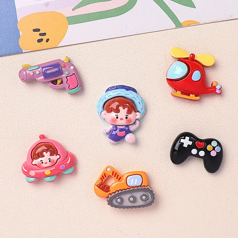 5pcs Cartoon bright boy series diy resin accessories jewelry handmade hairpin mobile phone shell flatback headdress wholesale