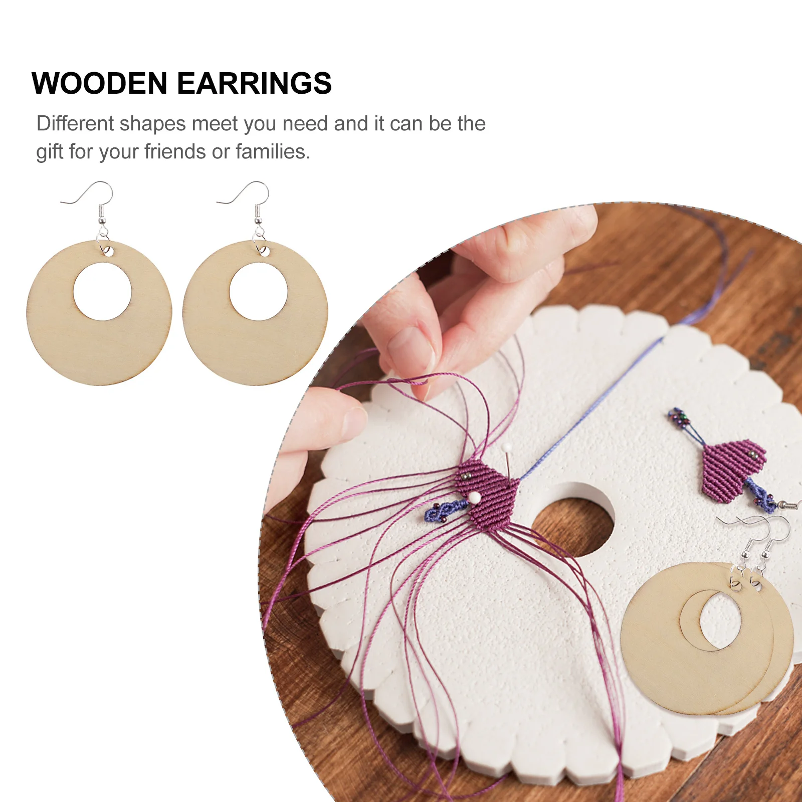 

300 Pcs Wooden Earring Set Pendant Kit Charms Pendants Earrings Dangle Unfinished Manual