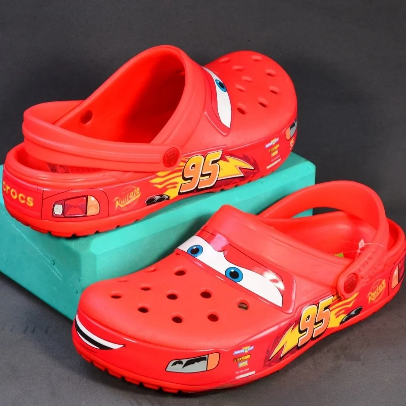 Aoger  Lightning Mcqueen Pixar Outdoor Beach Slippers Cute Cartoon Pool Anti Slip Eva No95 Car Sandals Casual Birthday Gift